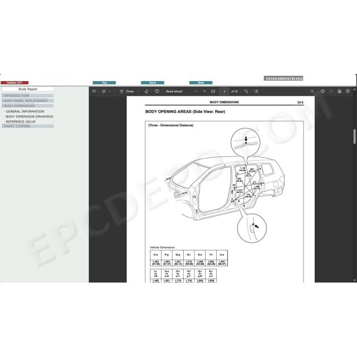 TOYOTA HIGHLANDER 2007 - 2013 SERVICE & REPAIR MANUAL