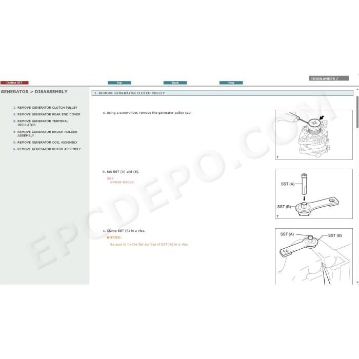 TOYOTA HIGHLANDER 2007 - 2013 SERVICE & REPAIR MANUAL