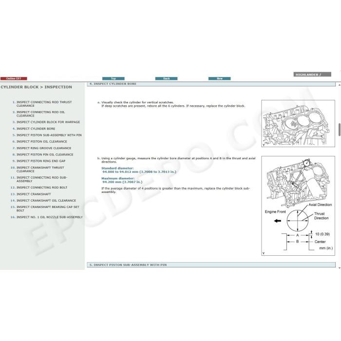 TOYOTA HIGHLANDER 2007 - 2013 SERVICE & REPAIR MANUAL