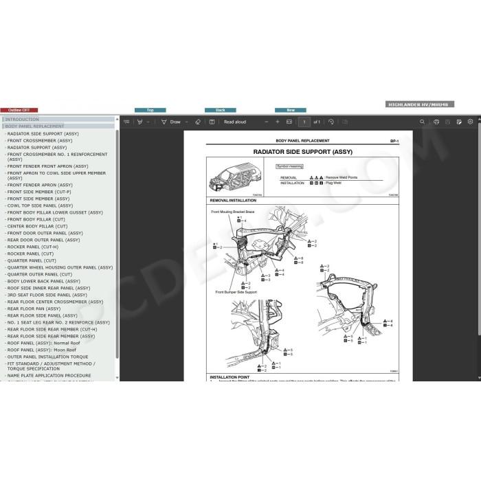 TOYOTA HIGHLANDER HYBRID 2007 - 2013 SERVICE & REPAIR MANUAL