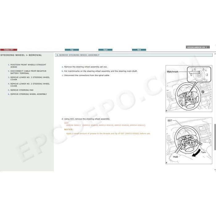 TOYOTA HIGHLANDER HYBRID 2007 - 2013 SERVICE & REPAIR MANUAL