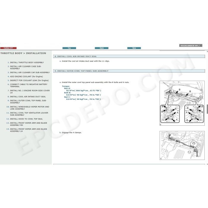 TOYOTA HIGHLANDER HYBRID 2007 - 2013 SERVICE & REPAIR MANUAL