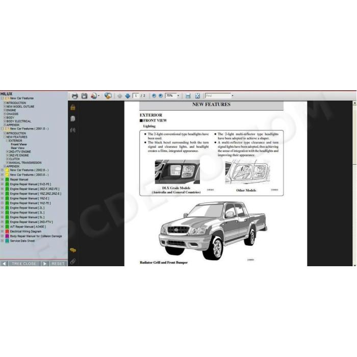 TOYOTA HILUX 1997 - 2005 SERVICE & REPAIR MANUAL 