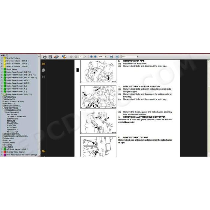 TOYOTA HILUX 1997 - 2005 SERVICE & REPAIR MANUAL 