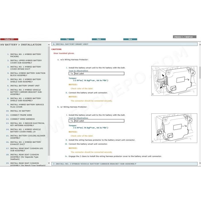 TOYOTA PRIUS C HYBRID 2011 - 2020 SERVICE & REPAIR MANUAL