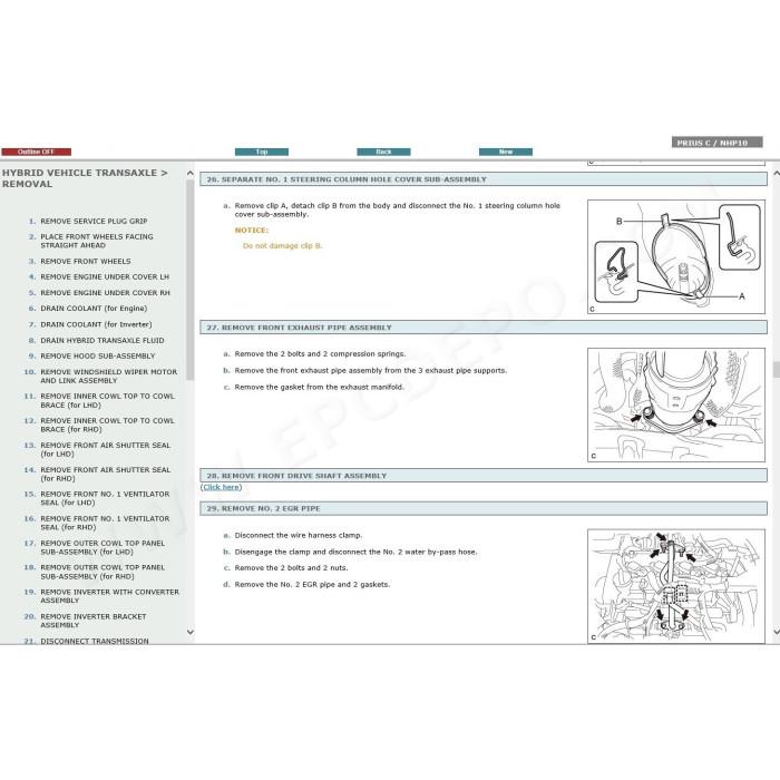 TOYOTA PRIUS C HYBRID 2011 - 2020 SERVICE & REPAIR MANUAL