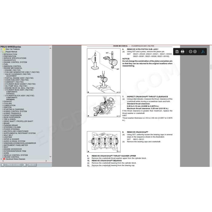 TOYOTA PRIUS HYBRID 2003 - 2005 SERVICE & REPAIR MANUAL