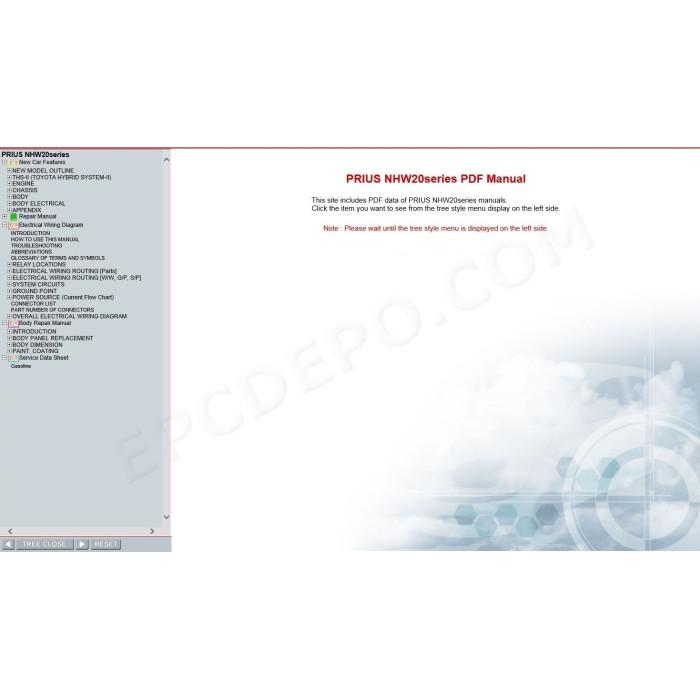 TOYOTA PRIUS HYBRID 2003 - 2005 SERVICE & REPAIR MANUAL