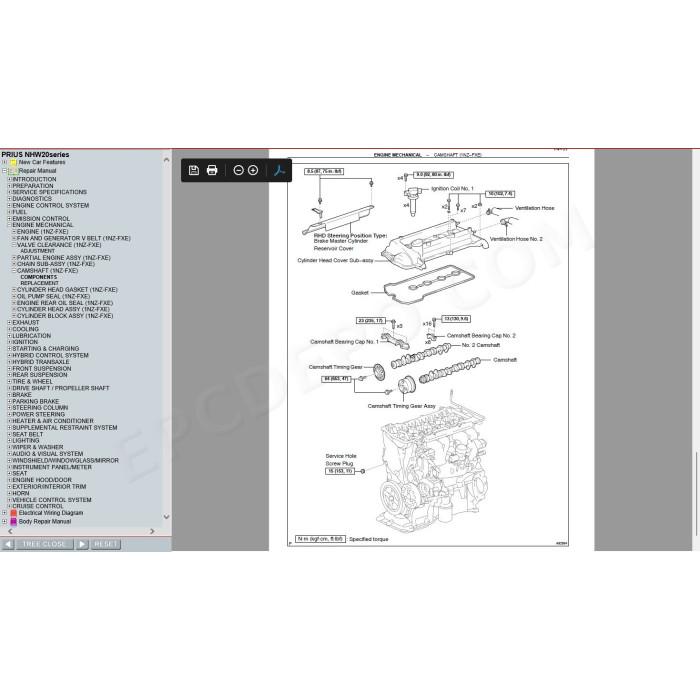 TOYOTA PRIUS HYBRID 2003 - 2005 SERVICE & REPAIR MANUAL