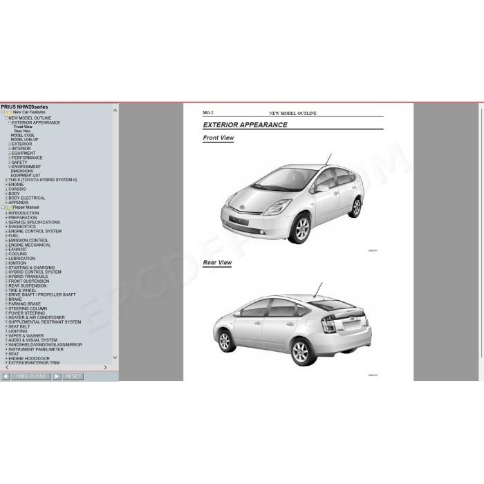 TOYOTA PRIUS HYBRID 2003 - 2005 SERVICE & REPAIR MANUAL