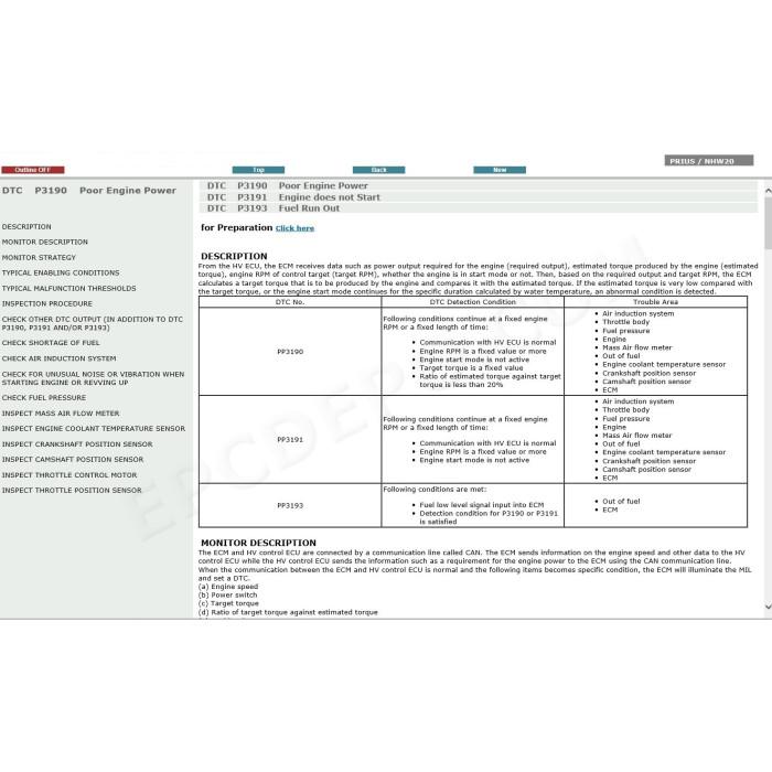 TOYOTA PRIUS HYBRID 2005 - 2009 SERVICE & REPAIR MANUAL