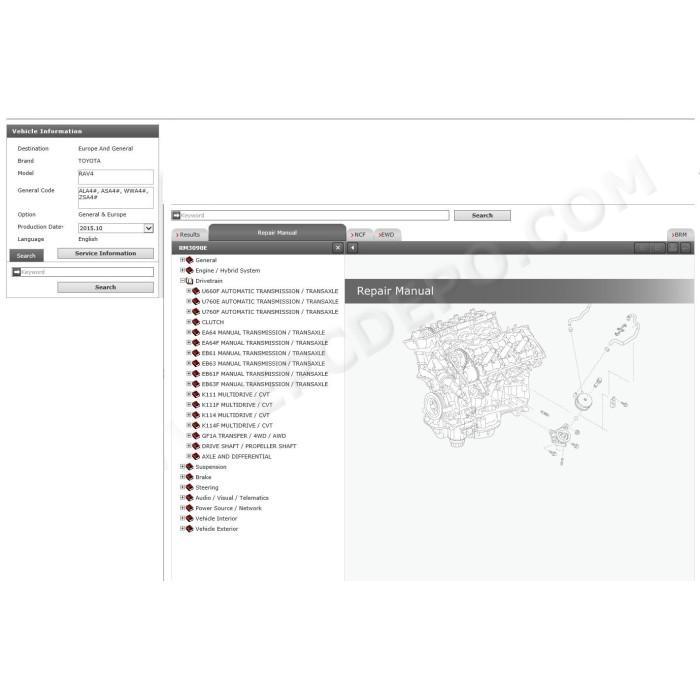 TOYOTA RAV4 2012 - 2018 SERVICE & REPAIR MANUAL