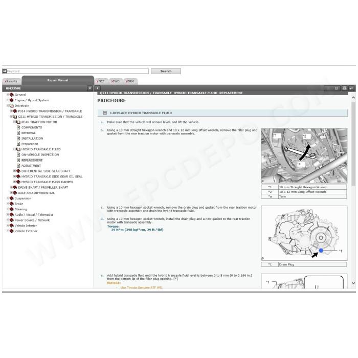 TOYOTA RAV4 HYBRID 2015 - 2018 SERVICE & REPAIR MANUAL