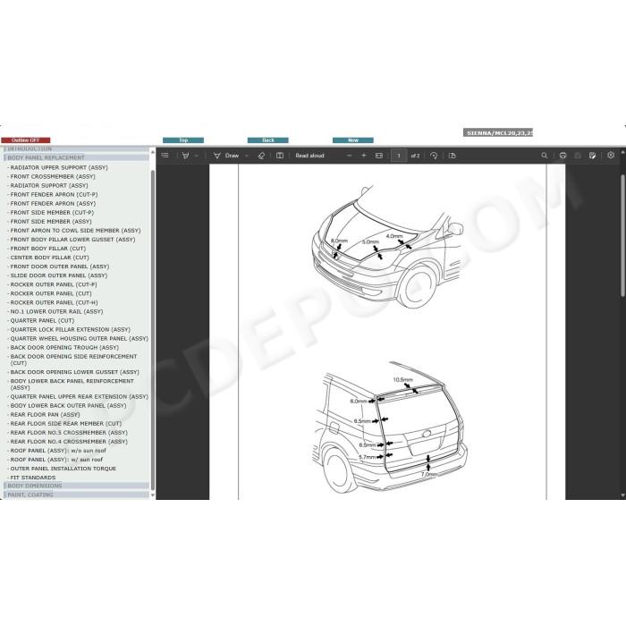 TOYOTA SIENNA 2003 - 2009 SERVICE & REPAIR MANUAL