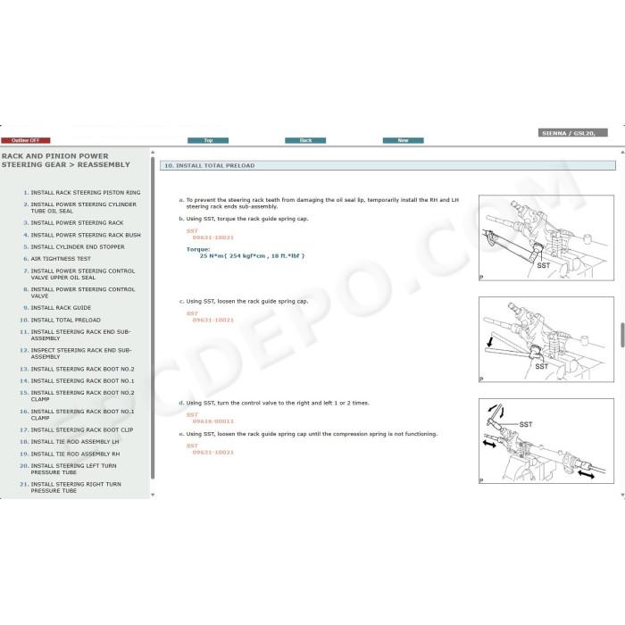 TOYOTA SIENNA 2003 - 2009 SERVICE & REPAIR MANUAL