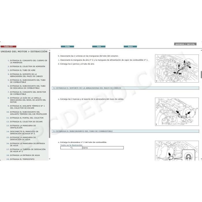 TOYOTA AVENSIS T27 PETROL 2008 - 2015 MANUAL DE SERVICIO (Spanish)