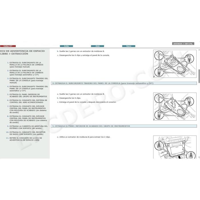TOYOTA AVENSIS T27 PETROL 2008 - 2015 MANUAL DE SERVICIO (Spanish)