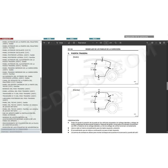 TOYOTA AVENSIS T27 PETROL 2008 - 2015 MANUAL DE SERVICIO (Spanish)