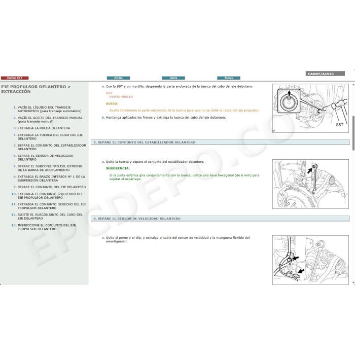 TOYOTA CAMRY 2006 - 2011 MANUAL DE SERVICIO (Spanish)