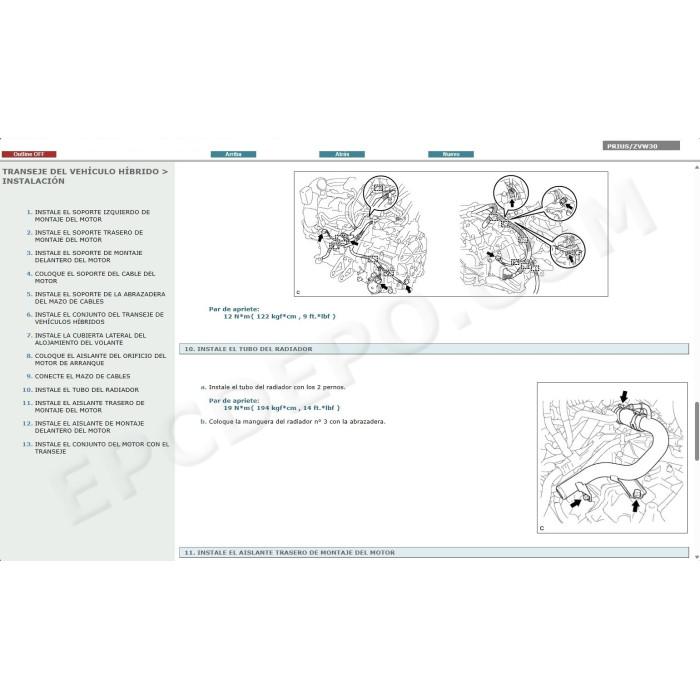 TOYOTA PRIUS HYBRID 2009 - 2015 MANUAL DE SERVICIO (Spanish)
