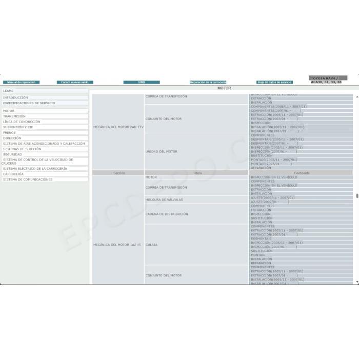 TOYOTA RAV4 2005 - 2012 MANUAL DE SERVICIO (Spanish)