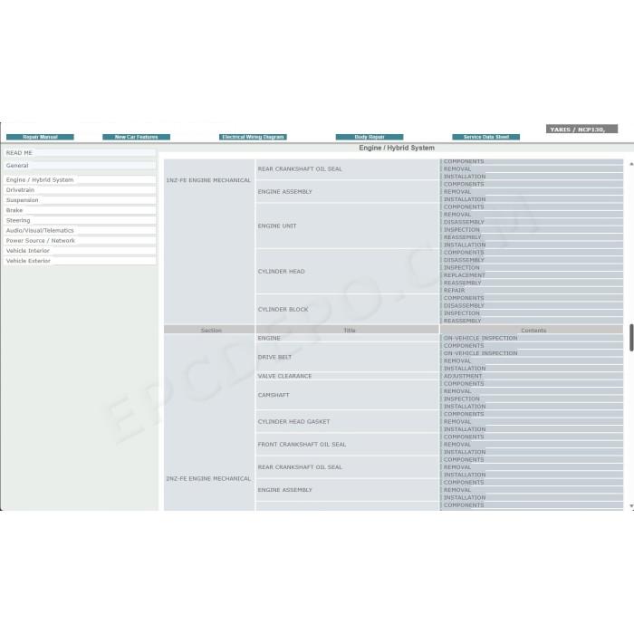 TOYOTA YARIS 2011 - 2014 SERVICE & REPAIR MANUAL