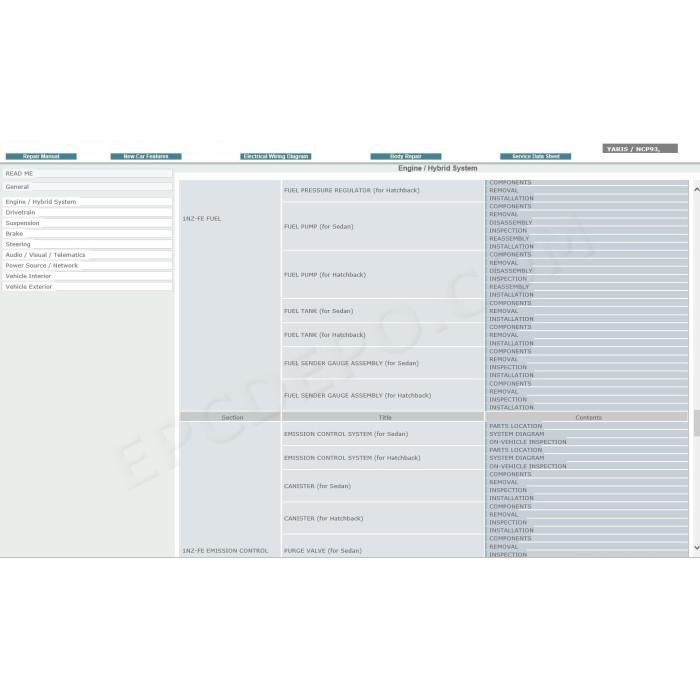 TOYOTA YARIS 2010 - 2014 SERVICE & REPAIR MANUAL
