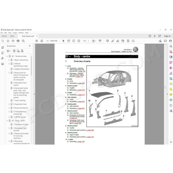 Volkswagen Golf 2019 - 2024 service manual