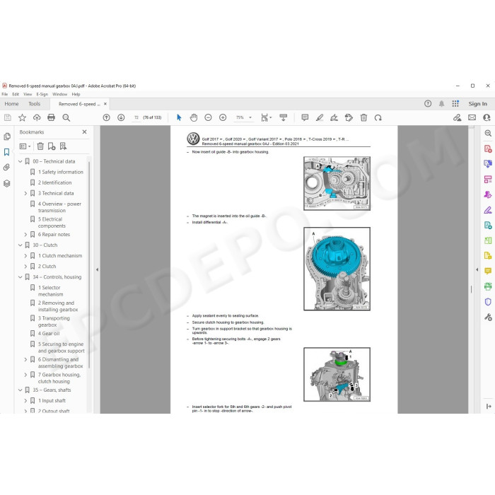 Volkswagen Golf 2019 - 2024 service manual