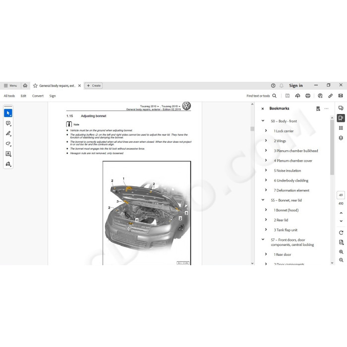 Volkswagen Touareg 2010 - 2014 service manual