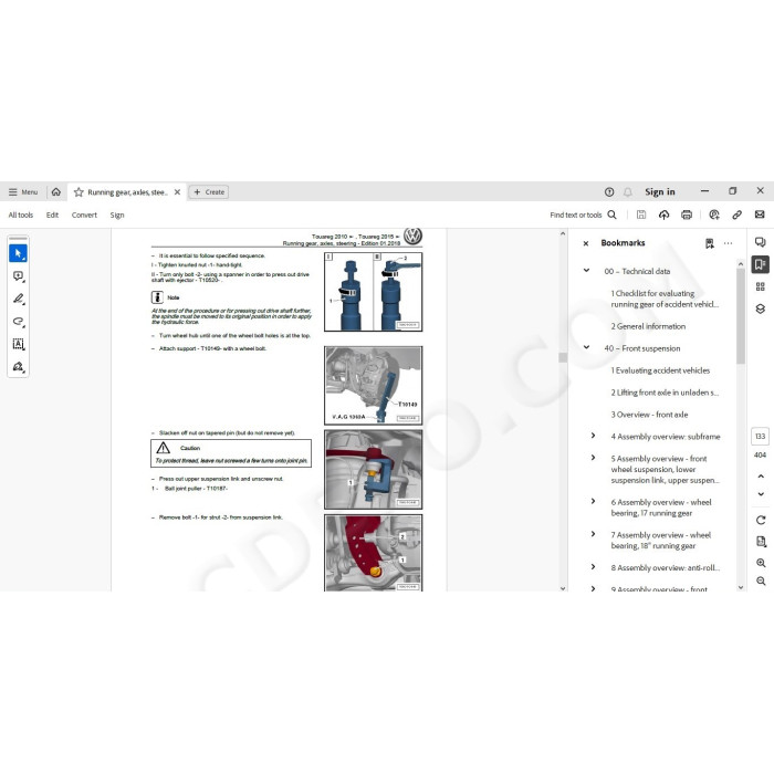 Volkswagen Touareg 2010 - 2014 service manual