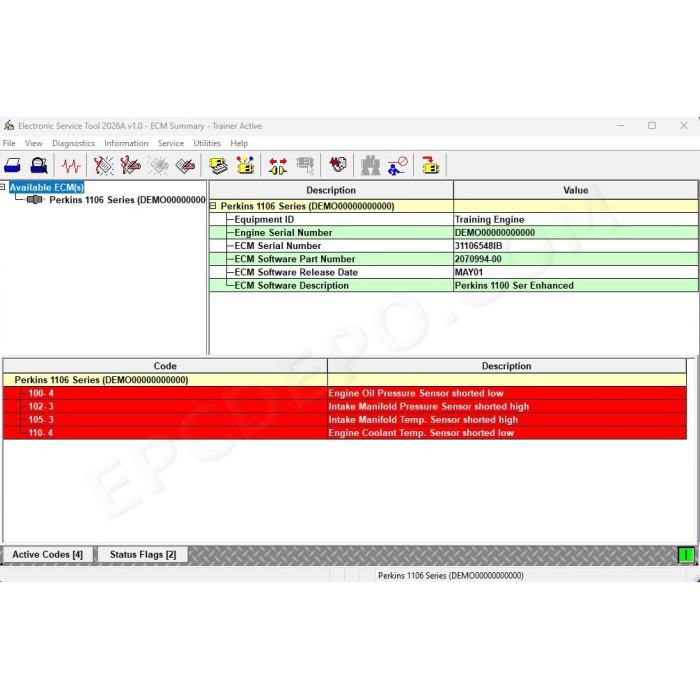 perkins engine genset est 2026a electronic service tool