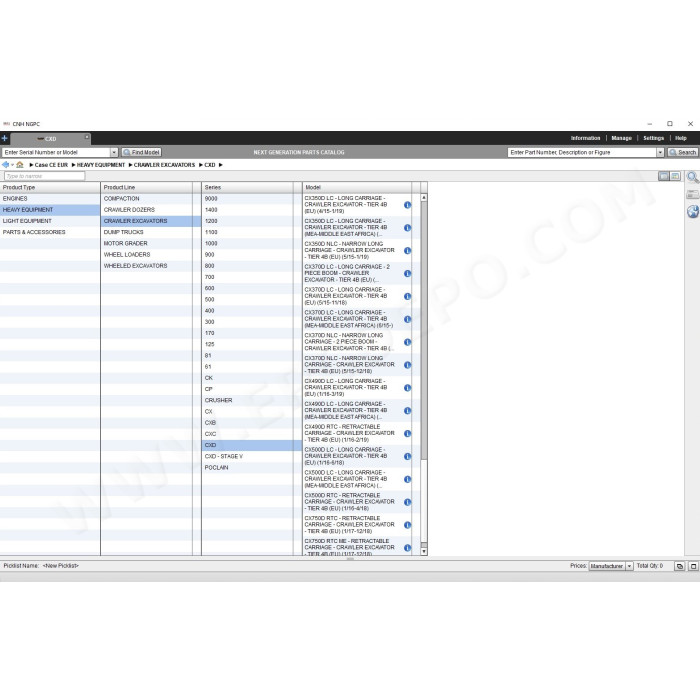 Case Construction CE Europe EPC spare parts catalog 2019