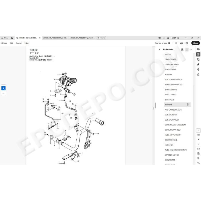 Hitachi Excavator Zaxis ZX160LC-7 spare parts manual