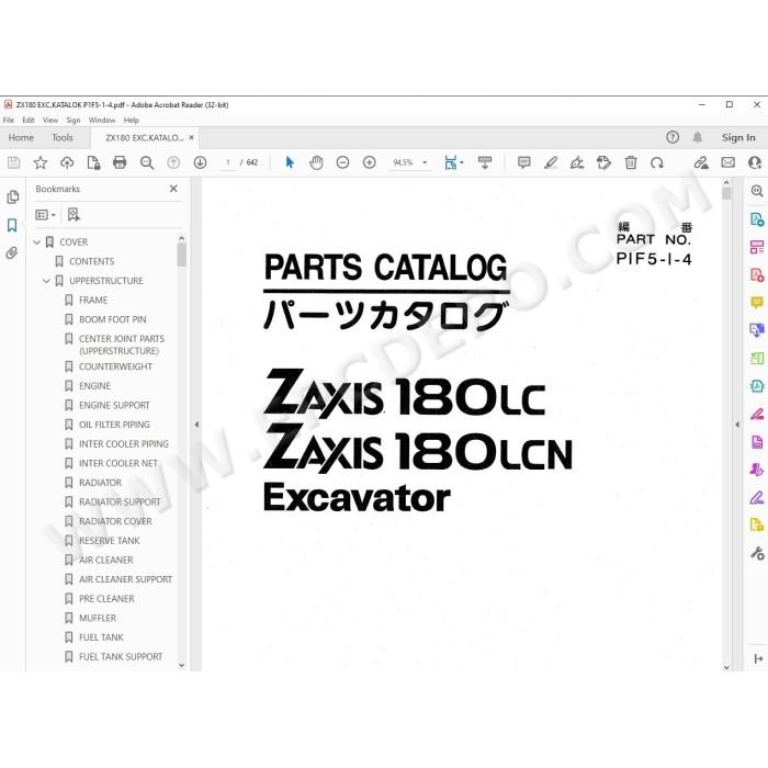 Hitachi Excavator Zaxis ZX180LC ZX180LCN spare parts manual