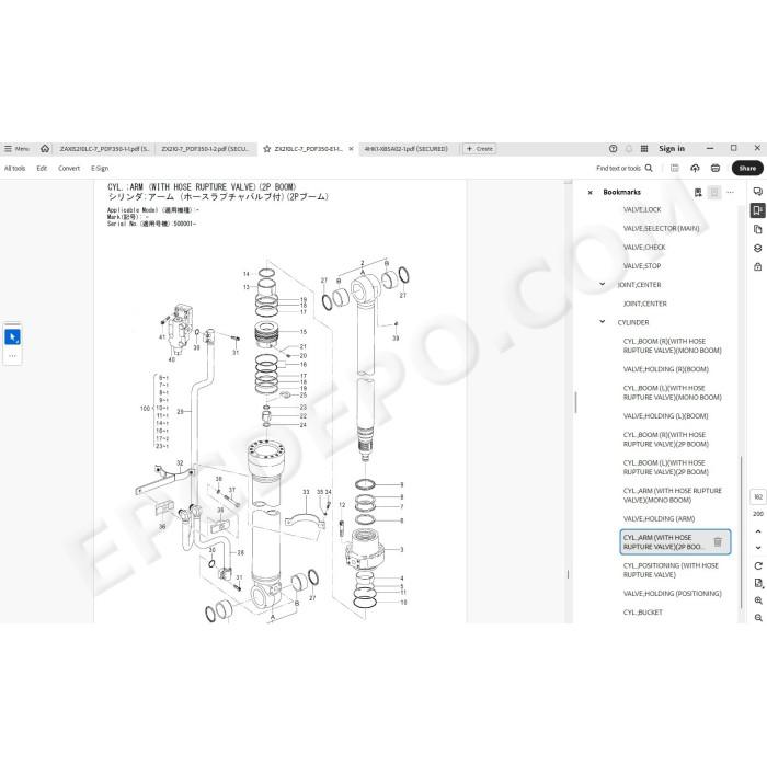 Hitachi Excavator Zaxis ZX210LC-7 ZX210LCN-7 ZX240N-7 spare parts manual