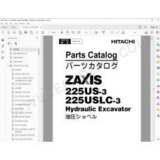 Hitachi Excavator Zaxis ZX225US-3 ZX225USLC-3 spare parts manual