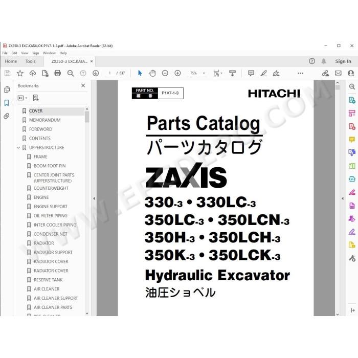 Hitachi Excavator Zaxis ZX330-3 ZX330LC-3 ZX350LC-3 ZX350LCN-3 ZX350H-3 ZX350LCH-3 ZX350K-3 ZX350LCK-3 parts manual