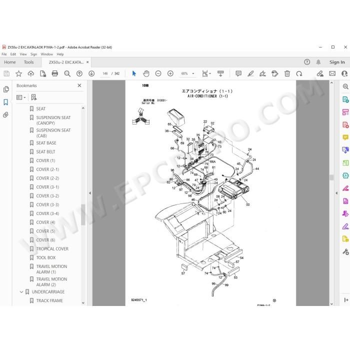 Hitachi Excavator Zaxis ZX50U-2 spare parts manual