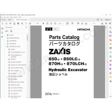 Hitachi Excavator Zaxis ZX850-3 ZX850LC-3 ZX870H-3 ZX870LCH-3 spare parts manual