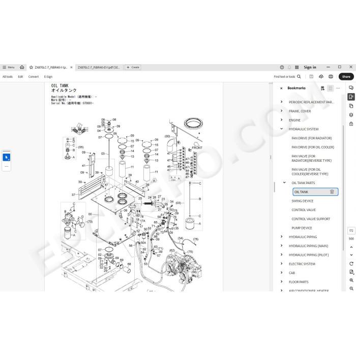 Hitachi Excavator Zaxis ZX870LC-7 ZX890LCH-7 ZX890LCR-7 spare parts manual