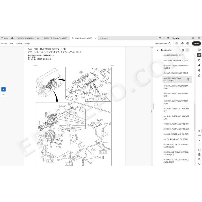 Hitachi Excavator Zaxis ZX870LC-7 ZX890LCH-7 ZX890LCR-7 spare parts manual