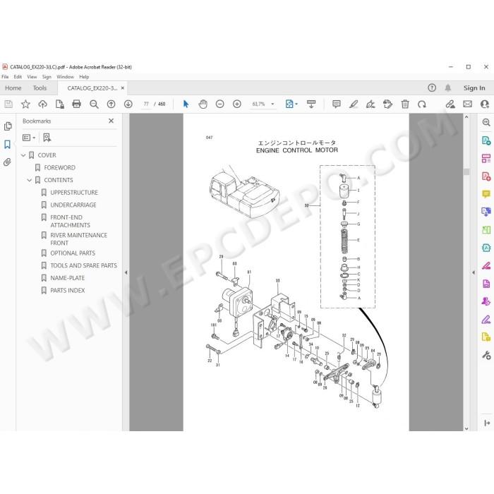 Hitachi Excavator EX220-3 EX220LC-3 spare parts manual