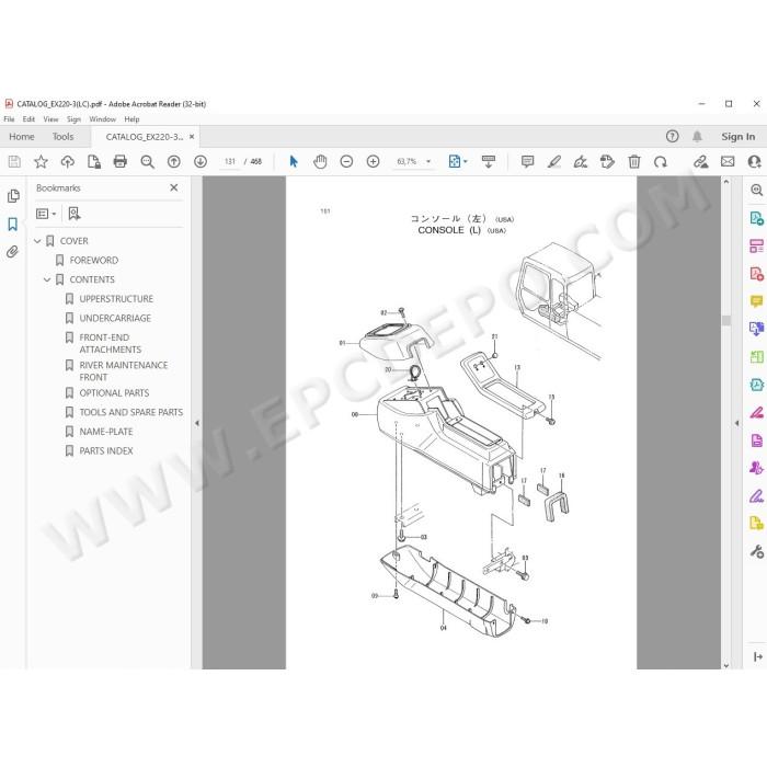 Hitachi Excavator EX220-3 EX220LC-3 spare parts manual