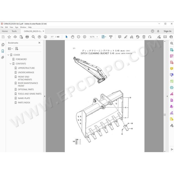 Hitachi Excavator EX220-3 EX220LC-3 spare parts manual