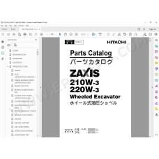 Hitachi Wheeled Excavator Zaxis ZX210W-3 ZX220W-3 spare parts manual