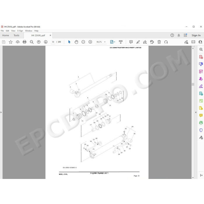 IHI EXCAVATOR SPARE PARTS MANUAL