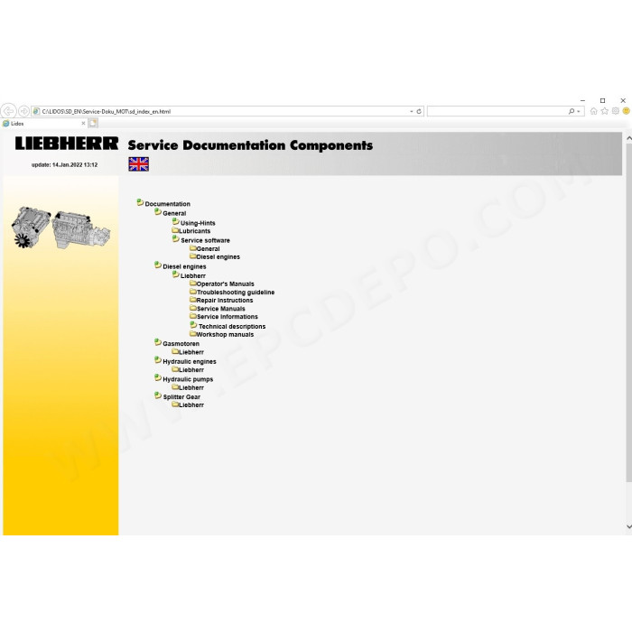 Liebherr Lidos LHB LFR LBH LWT COT EPC parts catalog + service offline 2022