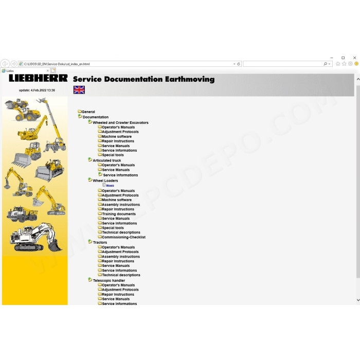 Liebherr Lidos LHB LFR LBH LWT COT EPC parts catalog + service offline 2022