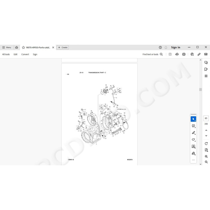 Mitsubishi Motor Grader MG430 MG460 MG500 MG530 MG560 MG730 spare parts manual